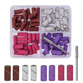 Bestgle 60Pcs Nail Sanding Bands for Nail Drill, Nail Drill Sanding Tape with 3/32" Mandrel for Manicures Pedicures 80# 120# 180# 240# Grits