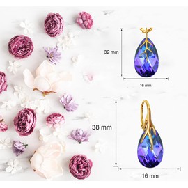 MŚ 1997 MENNICA ŚWIDNICKA Earrings 925 Silver with Necklace Women's Set – Gold-Plated 24 K – High-Quality Zircons – Jewellery Chain Women's Earrings Set with Necklace Ideal Gift Idea, Sterling Silver,