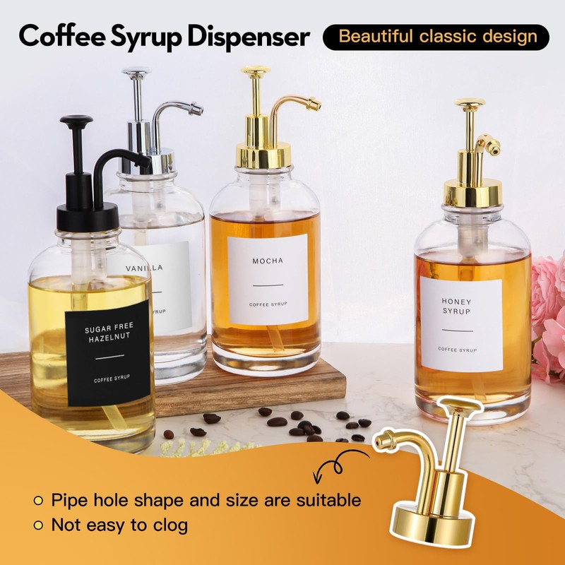 Coffee Syrup Dispenser,Coffee Bar Accessories,2-Pack,16.9 Ounce,Syrup Dispenser for Coffee Bar,Syrup