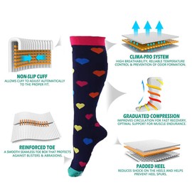 3 Pairs Women's Compression Knee High Socks Fancy Design Multi Colorful Patterned Knee High L/XL Color 2