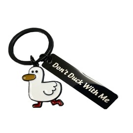 zhixuan Cartoon Duck Keychain Don’t Duck with Me Metal Duck Lovers Gift Key Chain Keyrings Gift Present for Boyfriend Husband Girlfriend Couple (black)