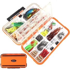 117 Set Fishing Lures Kit for Freshwater Bait Topwater Frog Lure Spoon Lures Crankbaits Spinnerbaits Plastic Worms Jigs Fishing Hook Fishing Accessories for Trout Bass Salmon