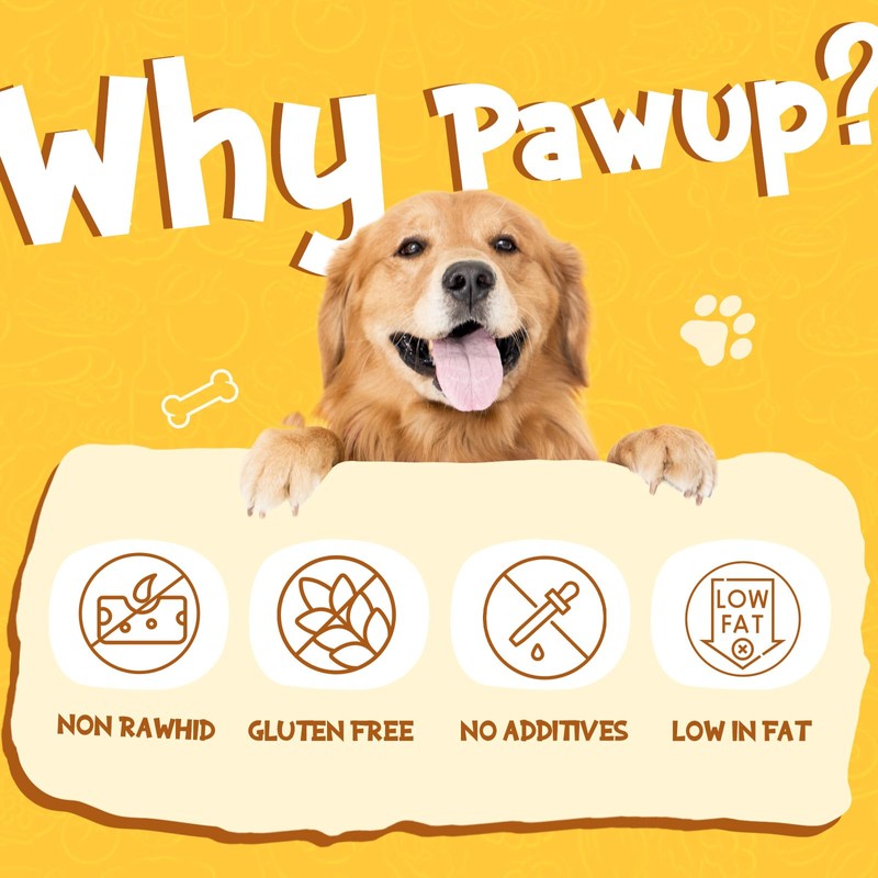 PAWUP Chicken Jerky Strip Dog Treats w/Taurine Natural Rawhide Free