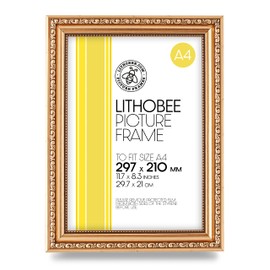 Lithobee - Gold Ornate Stylish Quality Coloured Frame comes in Sizes A3 & A4 Ideal for Home Bedrooms Living Rooms Offices and Framing Photographs, Prints and Artwork