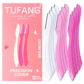 12 pcs tufang Eyebrow & Facial Razor For Women, Facial Eyebrow Razor, Women disposable shaving razors, face razors for women, peach fuzz remover,dermaplaning razor