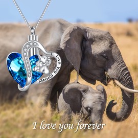 TOUPOP Ashes Jewellery for Women Elephant Urn Necklace Hold Ashes for Mum Baby Memorial Urn Keepsake Ashes Locket with Crystal s925 Sterling Silver Cremation Jewellery with Funnel Filler