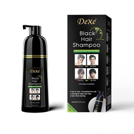 Champú para teñir el cabello Dexe de 14,1 onzas líquidas, cobertura para cabello gris, tinte para cabello negro, champú para teñir el cabello, cabello negro