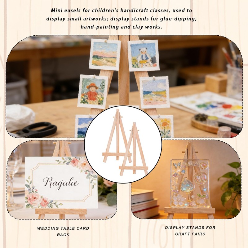 2Pcs Mini Easels Stand,Small Wooden Easel Canvas Stand for Display