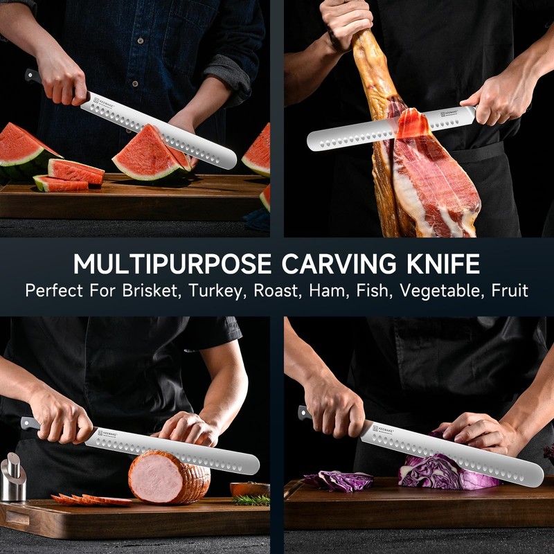 KEEMAKE Brisket Knife, 12 Inch Carving Knife, Razor Sharp German