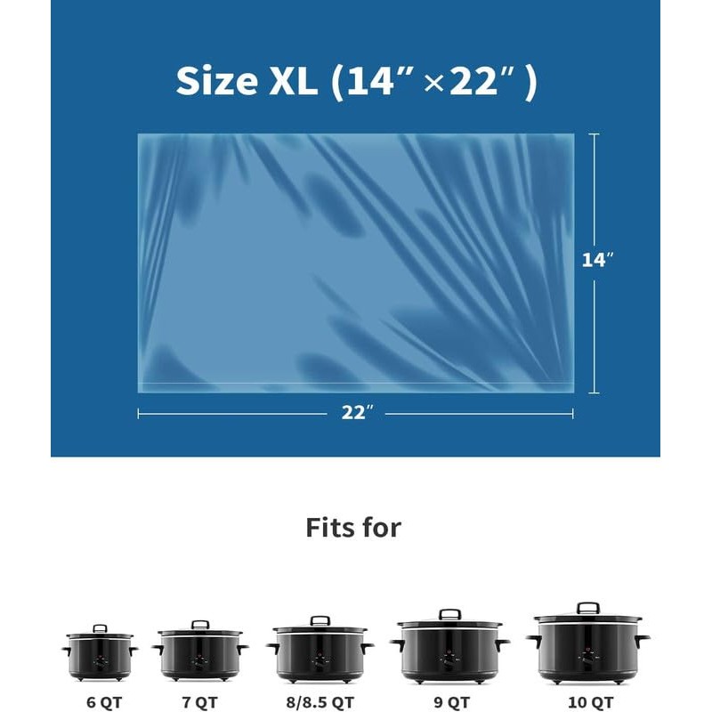 KOOC Slow Cooker Liners 14"x22" 30 Count Extra Large Size