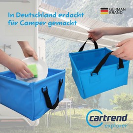 CARTREND 10732 Outdoor Folding Bowl 15 Litres Foldable Camping Wash Bowl, Space-Saving, Lightweight Alternative to Plastic Washing Bowl, Sink Tray, Blue