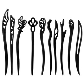 JIYIN 10 Pcs Wooden Hair Sticks, Chinese Traditional Hair Stick Japanese Hair Chopsticks, Wooden Chinese Chopstick Hair Pins for Women Long Hair Chignon Maker Handmade Hair Accessories(Style1)