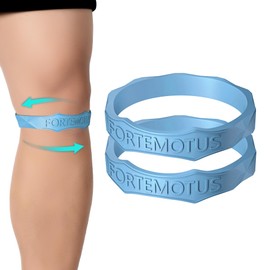 FORTEMOTUS Silikon Patella-Kniebandage 2 Stück, Kniescheiben Stützband für Männer, Damen beim Sport Fussball, Basketball, Volleyball, Springer, Wandern, Laufsport, Himmelblau, L&XL