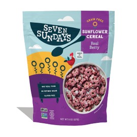 Seven Sundays Sunflower Cereal, Real Berry, 8 Oz Bag, Grain & Gluten Free, 5g Upcycled Protein, 0g Refined Sugar, Crunchy Fruity Snack