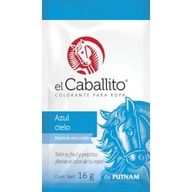 el Caballito, el único Colorante en Polvo para ropa color Azul cielo ¡Revive y cambia el color de tu prenda favorita! Sobre con 16g