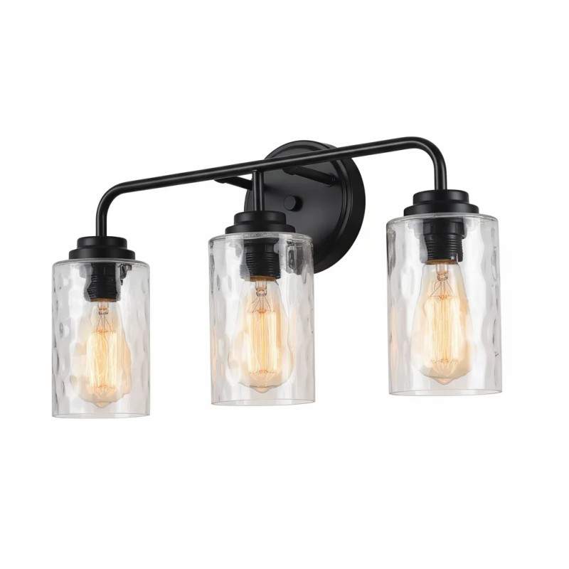 3-Light Clear Glass Glacier Shade Unique Hand-made Lampshade Industrial LED