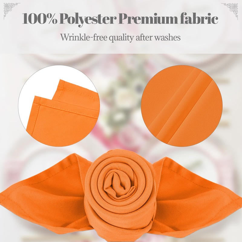 PLOYMONO Orange Heavy Duty Cloth Napkins - 17 x 17