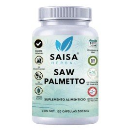 Saw Palmetto 120 Cápsulas | Saisa Herbal | Salud Prostática | Apoyo Urinario Masculino | Vitalidad y Testosterona Natural | 100% Puro
