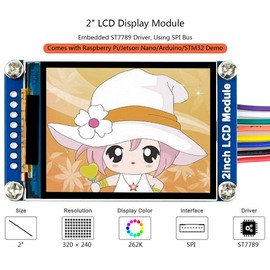 waveshare 2inch IPS LCD Module 240×320 Resolution Display for Raspberry Pi/Jetson Nano/Arduino/STM32,SPI Interface RGB, 262K Color Display Color 3.3V Operating Voltage