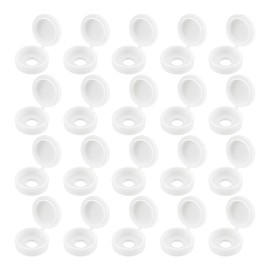 GLOKUUCA Plastic Hinged Screw Cover Caps - 100 Packs Plastic Shutter Screw Caps Fit for Screw Heads Protection - Washer Flip Heads Cover - 5.8mm Hole White