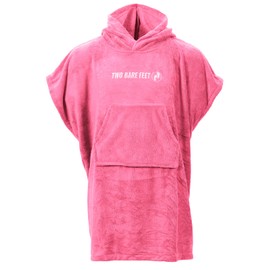 Two Bare Feet Kids Towelling Changing Robe - Quick Dry Microfibre Towel | Hooded Cover-Up for Boys & Girls | Soft, Lightweight & Absorbent | Ideal for Beach, Pool & Outdoor Adventures (Pink - Small)