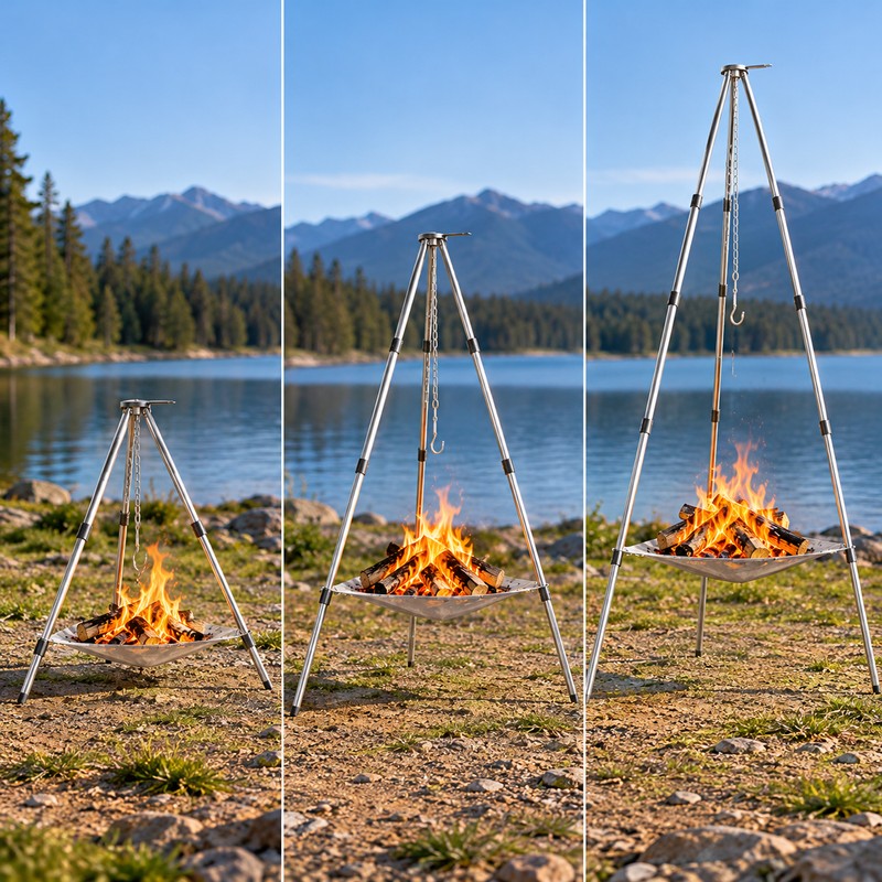 Portable Camping Fire Pit Tripod for Outdoor Campfires – Foldable