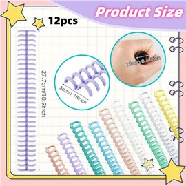 Jindizi 12 Pcs Plastic Loose-Leaf Coil Comb Plastic Notebook Spines, 30 Rings Binding Ring Loose Leaf Binder, Plastic Binding Strips Binder Spines, Plastic Spiral Binding Coils for Notebook