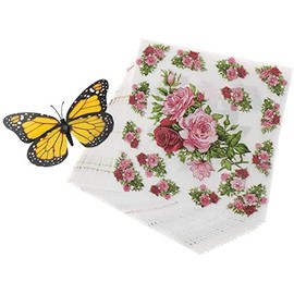 Acewen 20Pcs/Pack Flower Napkins Green Leaves Disposable Party Paper Napkins for Restaurant Coffee Shop Tableware Tissue Decoupage Decoration Birthday Wedding Christmas Party Table Decor