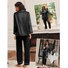 Ekouaer Silk Satin Pajama Set for Womens Button Up Long