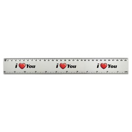 'I Love You' 30cm (12 Inch) White Plastic Ruler (RL00092510)