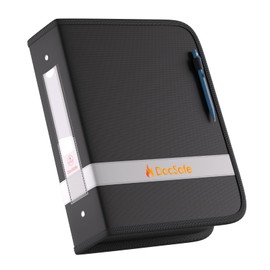 DocSafe 3 Ring Binder,Fireproof 2 Inch Round Ring Binder with Zipper,Fireproof＆Dust-Proof Binder Three Ring 2" PVC-Free,Portable School Office Home Binder Supplies for Important Paper,Photos,Cards