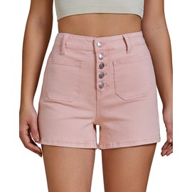 luvamia Women's Denim Shorts Ladies Denim Shorts Jean Shorts Womens High Waisted Stretchy Summer Outfits Y2K Jorts Womens Summer Shorts 2025 Pink Jean Shorts for Women Size X-Large Size 16 18