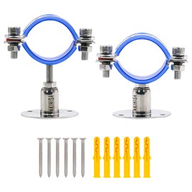 AKIHISA 1 Inch Wall Mount Ceiling Mount Pipe Support Ring Hanger,2 Pack Stainless Steel Adjustable Pipe Bracket Clamp(25-27mm)(30-50mm)
