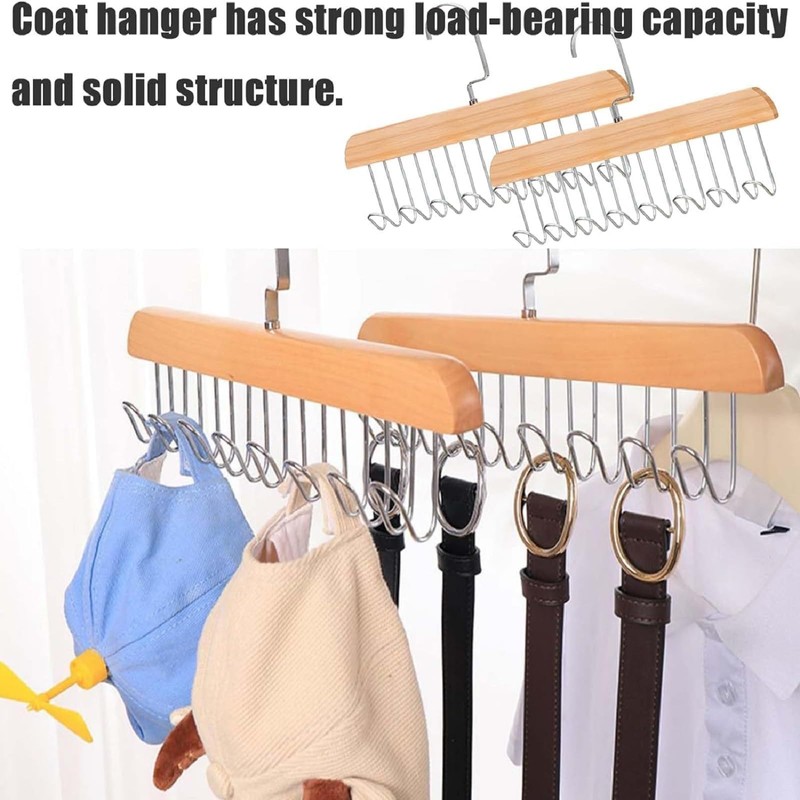 2 Pack Belt Hanger for Wardrobe, Anti Slip Multi Hook
