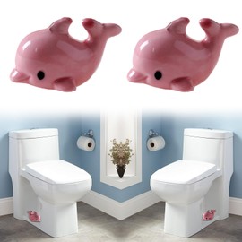 YOUDMEARUD Ceramic Dolphin Toilet Screw Cover Caps, Toilet Bolt Covers Decorative for Bottom of Toilet Toilet Bolt Caps Cute Bathroom Decor, Dolphin Costal Decor Beach House Decor Bathroom 2pcs (Pink)