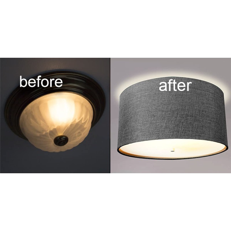 Moderne Flush Mount Conversion Kit 18" w Granite Gray Burlap