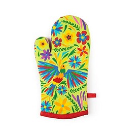 Excelsa Mexican Flowers Oven Glove, One Size, 100% Cotton Lining, Polyester Filling