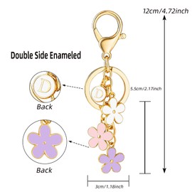 Fashion Keychain for Women Cute Stainless Steel Keychain Initial Letter Keys Charm Gifts
