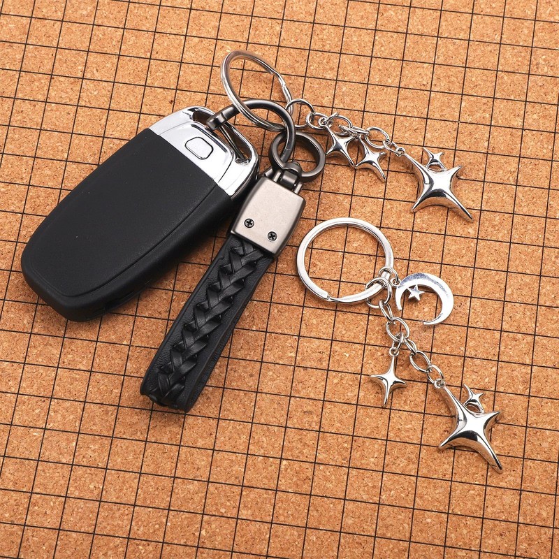 Gosknor 2pcs Cute Star Moon Keychains, Y2k Star Key Chain