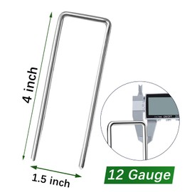 Qucuky 50 Pack Landscape Staples 4 Inch Garden Stakes Galvanized Garden Staples Pins Anti-Rust Ground Stakes for Weed Barrier, Irrigation Tubing, Landscaping Fabric, Yard Lawn