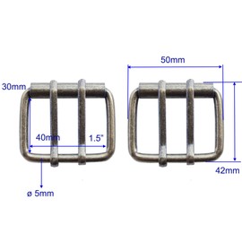SICOLAS - 4 hebillas de repuesto de 40 mm, doble pin de 1½ pulgadas, hebilla de cinturón para manualidades en piel; accesorios para ropa, ejército, bronce, 40mm