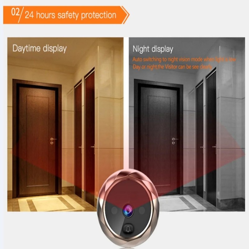 Toolzia 2.8 Inch Video Doorbell Peephole Camera with 90-Degree Wide