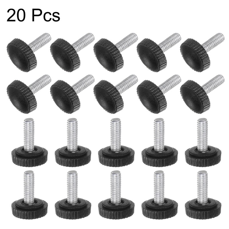uxcell 20pcs M4 x 12mm Metric Male Thread Knurled Knobs,
