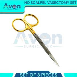 No Scalpel Vasectomy Set of 3pcs - with Mosquito Forceps + Ring Forceps + Iris Scissors + Storage Pouch Case - German Stainless Steel