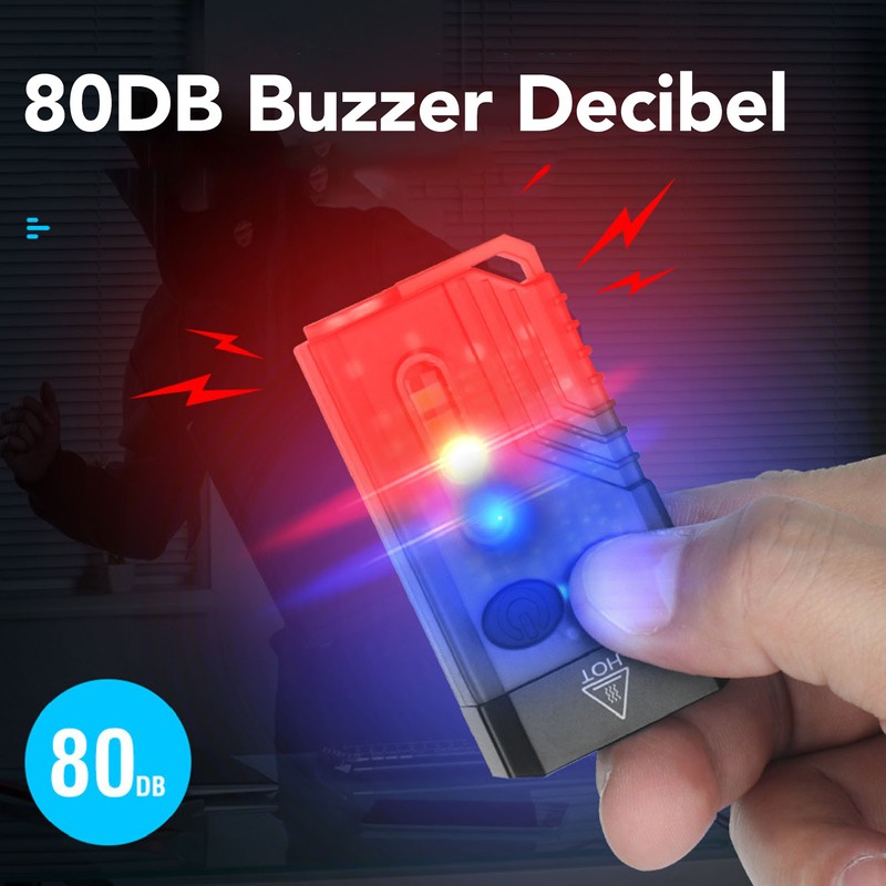 Mini Flashlight Portable Rechargeable Buzzer Alarm Keychain Light for Camping