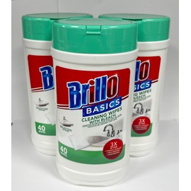 Brillo Basics Mult Cleaning Wipes With Bleach 3 X 40 Wipes = 120 WIPES TOTAL
