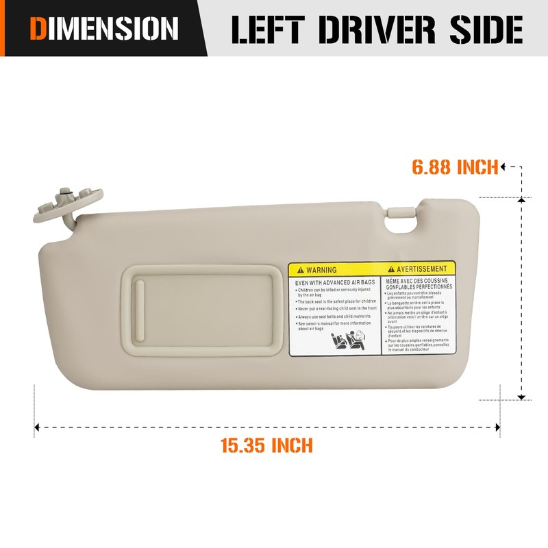 Sun Visor for 2004-2005 Toyota RAV4, Left Driver Side Beige