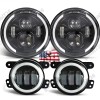 Unbranded EMC 130W 7" Round LED Headlight 4" LED Fog