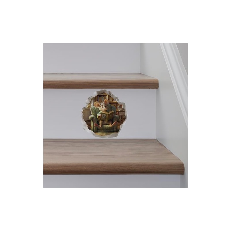Reading Mouse - Mouse Hole Wall Sticker