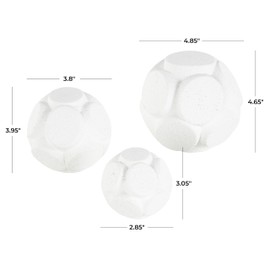 Deco 79 Resin Decorative Orbs & Vase Filler Textured Decorative Balls with 3D Domes, Set of 3 Vase Filler 5", 4", 3" H, White
